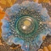 Vintage Blue Opalescent Hobnail Ruffled Bowl Irridescent
