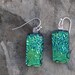 Emerald Green Earrings Crinkle Dichroic Fused Glass Jewelry