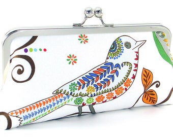Bird Clutch Handbag Metal Frame Evening Bag