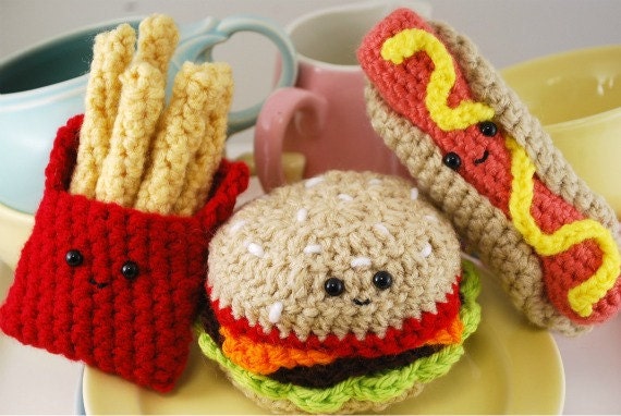  CROCHET PATTERN Amigurumi Fast Food Trio by youcute on Etsy