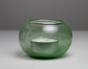green blown glass votive candleholder