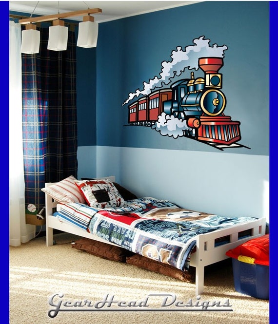 Train cartoon Wall Decal by GearheadDesigns on Etsy Train cartoon Wall Decal by GearheadDesigns on Etsy