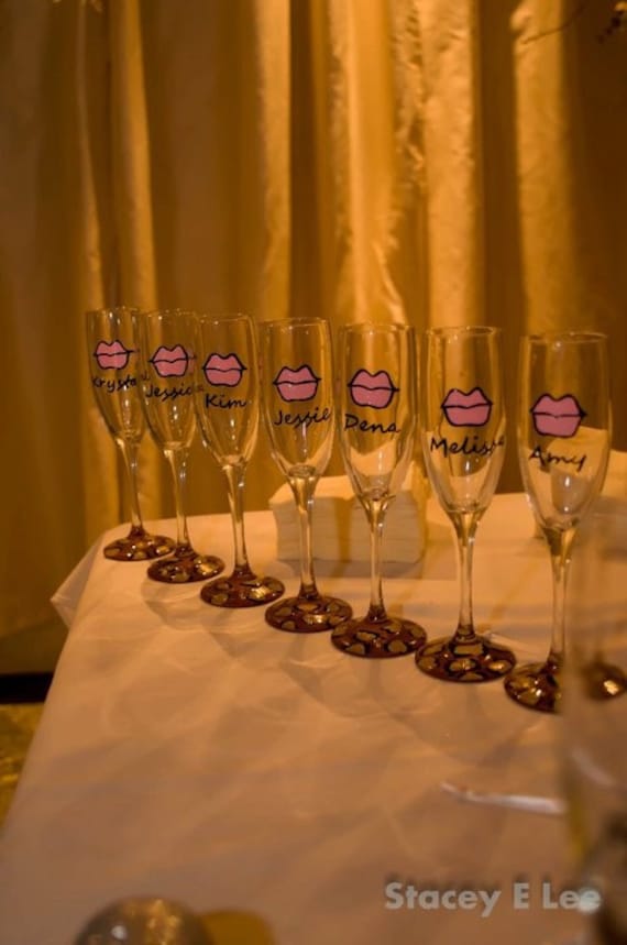 Custom Lips Wedding Champagne Flutes