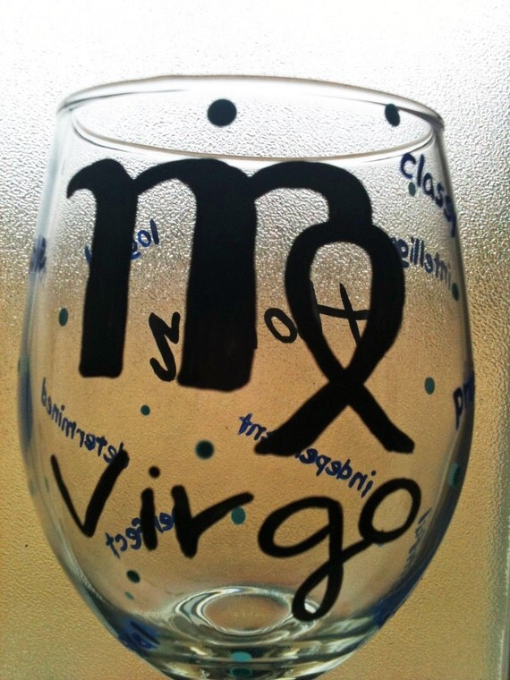 Horoscope Cancer Leo Virgo Zodiac Sign Custom Painted Wine Glass