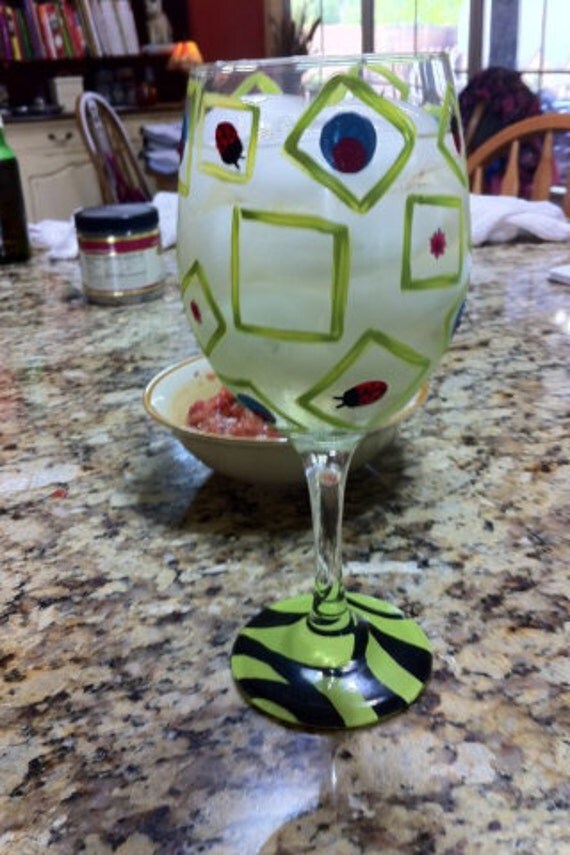 Abstract Design- Painted Wine Glass