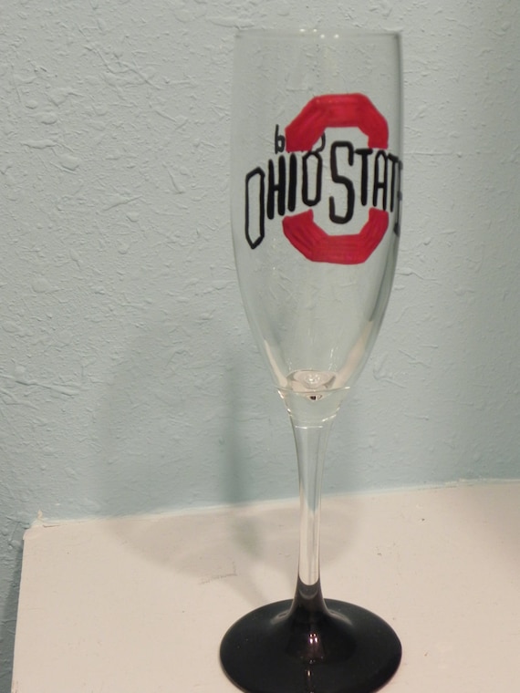 Custom Ohio State champagne flutes