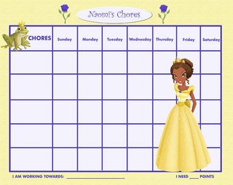 Handmade disney princess chore chart | Etsy
