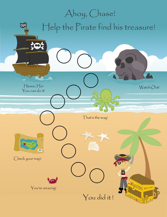 printable personalized child behavior reward chart pirates