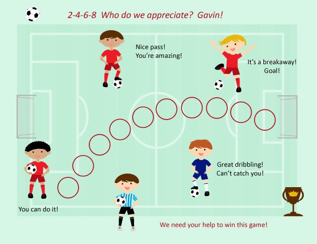 PRINTABLE PERSONALIZED Child Behavior Incentive Chart Soccer