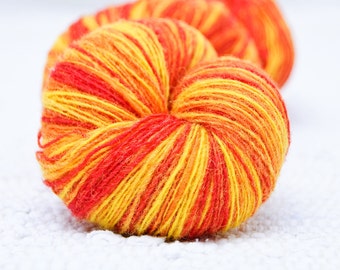 1 ply Lace Weight Kauni Wool Yarn 8/1, Mega-Yardage, Orange, Red and Yellow