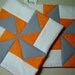 Orange Gray Quilted Pot Holders (Pair)