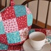 Quilted Tea Cozy Red White Aqua