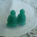 Vintage Jade Green Buddha Carved Glass Cabochons Stud Pierced Earrings