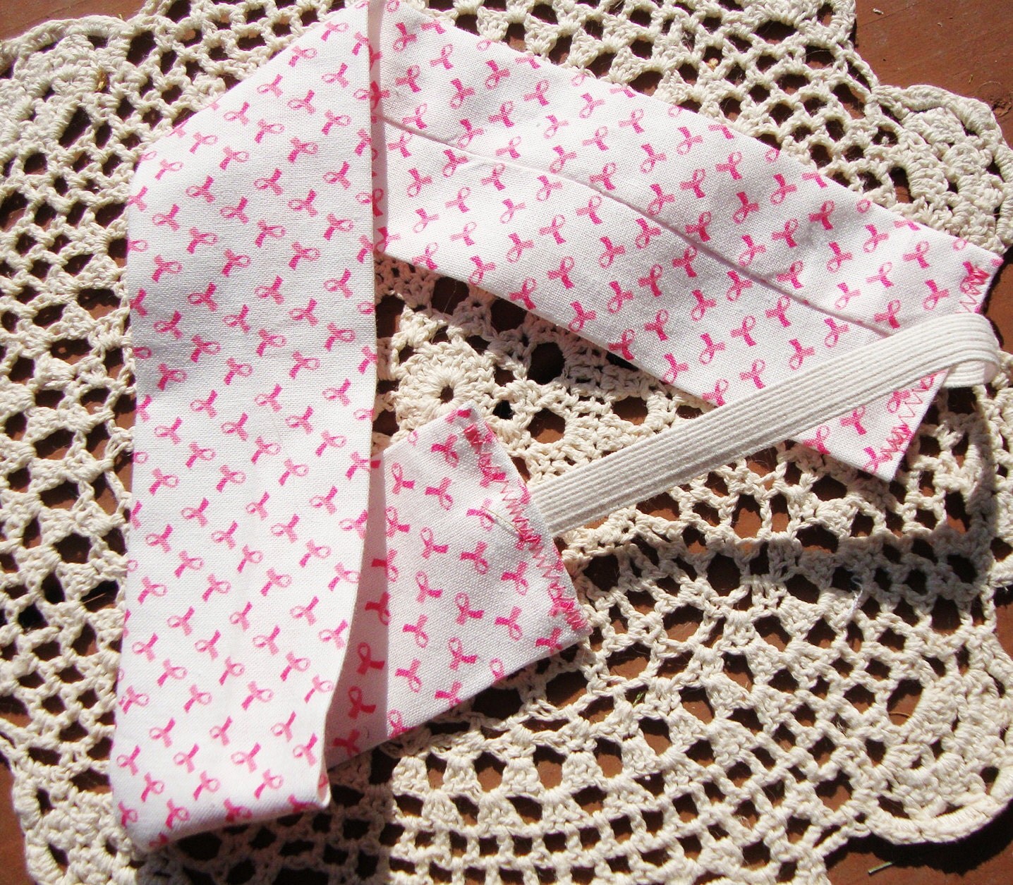 Pink Ribbon Fabric Headband-Support Breast Cancer Awareness
