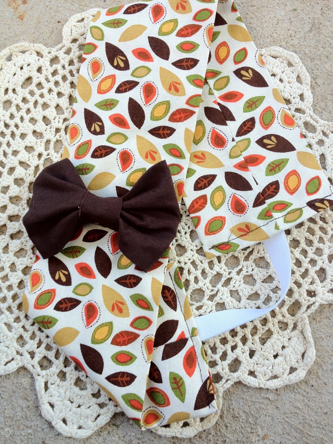 Autumn Leaves Fabric Headband with Bow