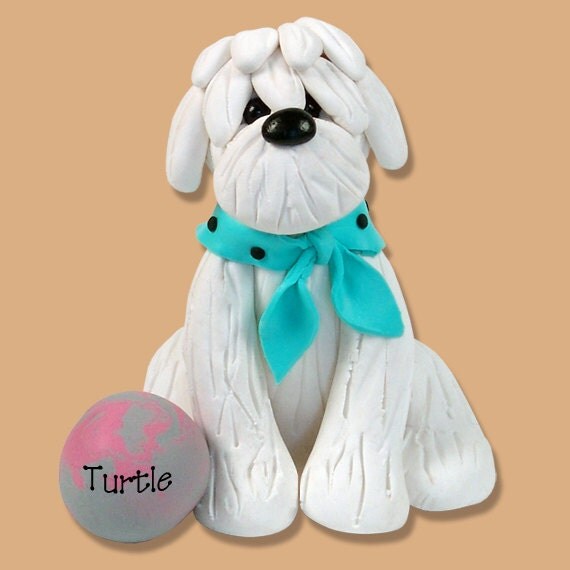Maltese Shih Tzu / Dog / Puppy / Handmade Polymer Clay