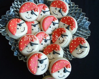Pirate cookies - 2 dozen - MINI pirate cookies - birthday cookies - Decorated cookies