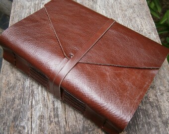 Genuine Leather Journal / Handmade / LARGE / 6X8" / Free Initials / Plain or Lined