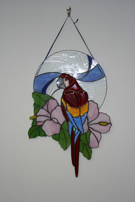 Beveled Stained Glass Parrot by Imakeglass on Etsy