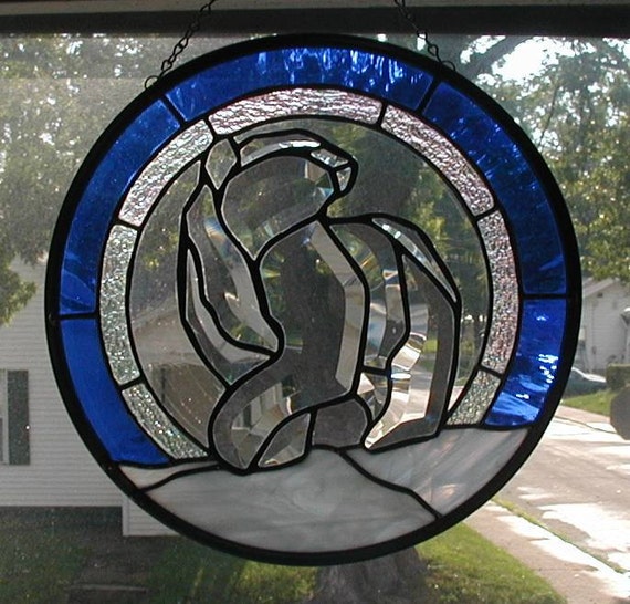 Polar Bear Stained Glass Panel