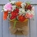 Spring Wreath, Front Door Wreath, Floral Wreath, Country Garden Mix Door Wreath with Burlap Bow, Orange Pink Red Door Pocket