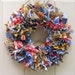 Fabric Wreath, Rag Wreath, Blue Jeans Denim Burlap Bandana Door Wreath, Southwestern Wreath, Cowboy Decor, Rodeo Wreath, Western Decoration