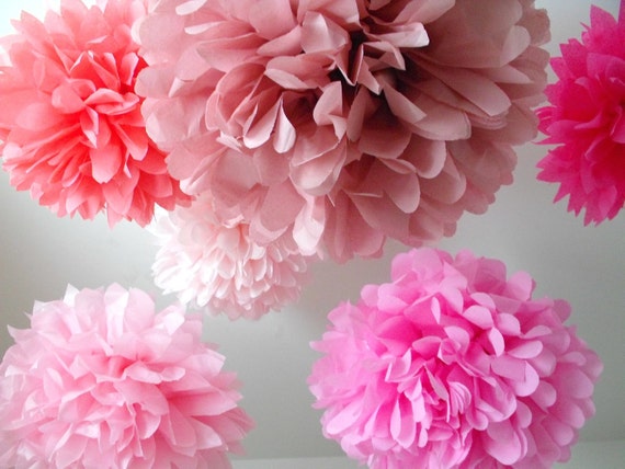 Paper pom poms ... 50 Poms .... Pick Your Colors Il_570xn
