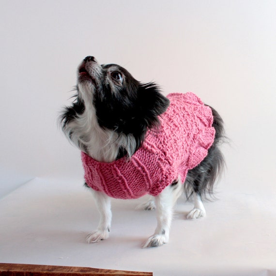 Pretty Pink Ruffled Dog Sweater size Small Wool