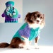 8 Petaled Flower Power Dog Sweater, Jade Green n Periwinkle Wool, with Mohair, sz Small, Holiday Gift Box Included