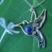 Handcrafted Sterling filigree Humming-bird pendant with Lapis lazuly (OOAK)