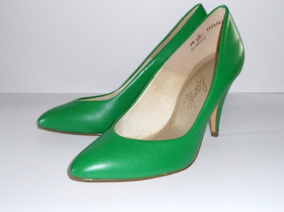 blue and green high heels