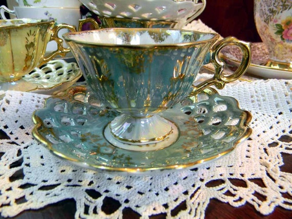 vintage tea cups with legs