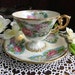 Water Lily Tea Cup Teacup and Saucer Ucago Pearlized Footed July Made in Japan 3096