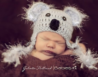 koala bear hat, koala beanie, koala hat, koala photo props, baby girl hats, baby boy hats, baby boy hat