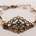 Antique Brass Filigree Bracelet with Pearls