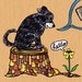 Dog Illustration - Black Dog, Flower and Spider WOOF Art Print
