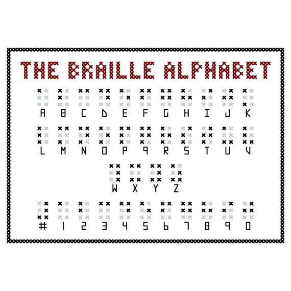 Braille Alphabet Original Cross Stitch Chart