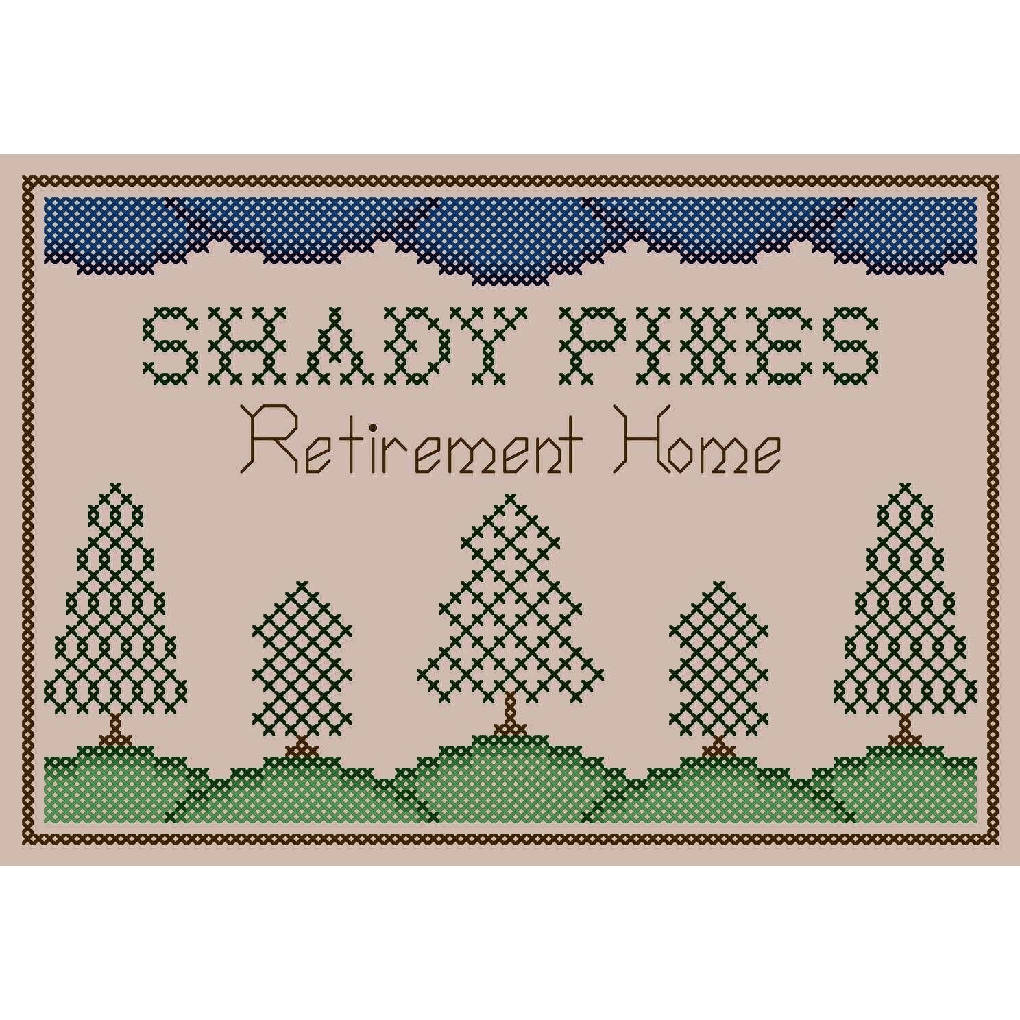 Download Shady Pines Original Cross Stitch Chart Inspired by The