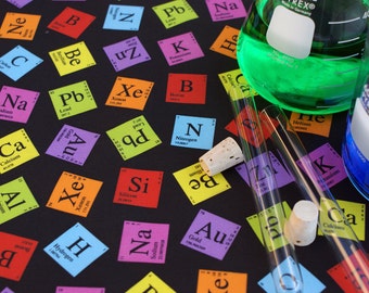 Periodic Elements (Dark) Chemistry Science Cotton Fabric Fat Quarter