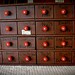 RESERVED for RICHARD Vintage Industrial Red-Knob Tool/Hardware Box with Drawers