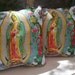 Virgin of Guadalupe Handmade Custom Throw Pillows Set of Two Blue Bandana