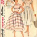 1950s Vintage Sewing Pattern One Piece Dress Simple to Make Full Skirt Simplicity 4575 Bust 28