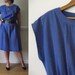 Summer House Dress / 1980s KeyholeTop / Blue Plus Size Vintage