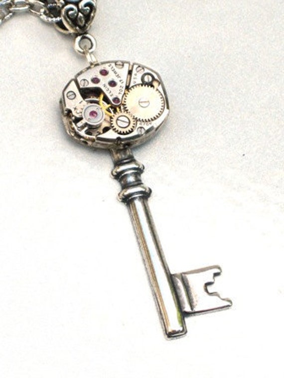 Items similar to Steampunk - SKELETON KEY Watch Movement - Necklace ...