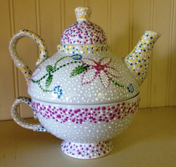Tea Pot for One All dotted up by on Etsy