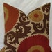SALE - Designer Suzani Print Decorative Pillow Cover 20" x 20" - Clove Basket Weave - Rust,Red,Chocolate Brown and Sand