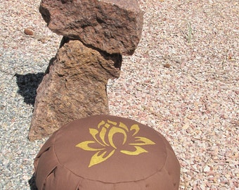 Zafu Meditation Cushion Pillow Lotus Brown