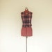 Navy Plaid Wool Fitted Vintage Vest - XS/S