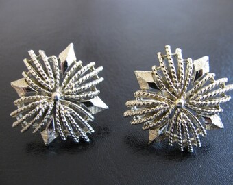 Vintage Coro Earrings Goldtone Starburst Screwbacks