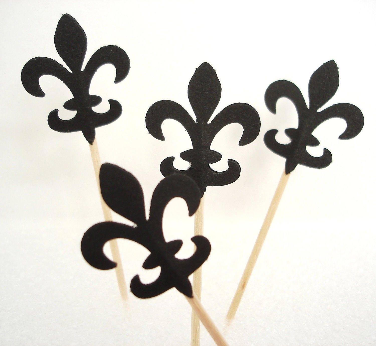 24 Black Fleur De Lis Party Picks Toothpicks Cupcake